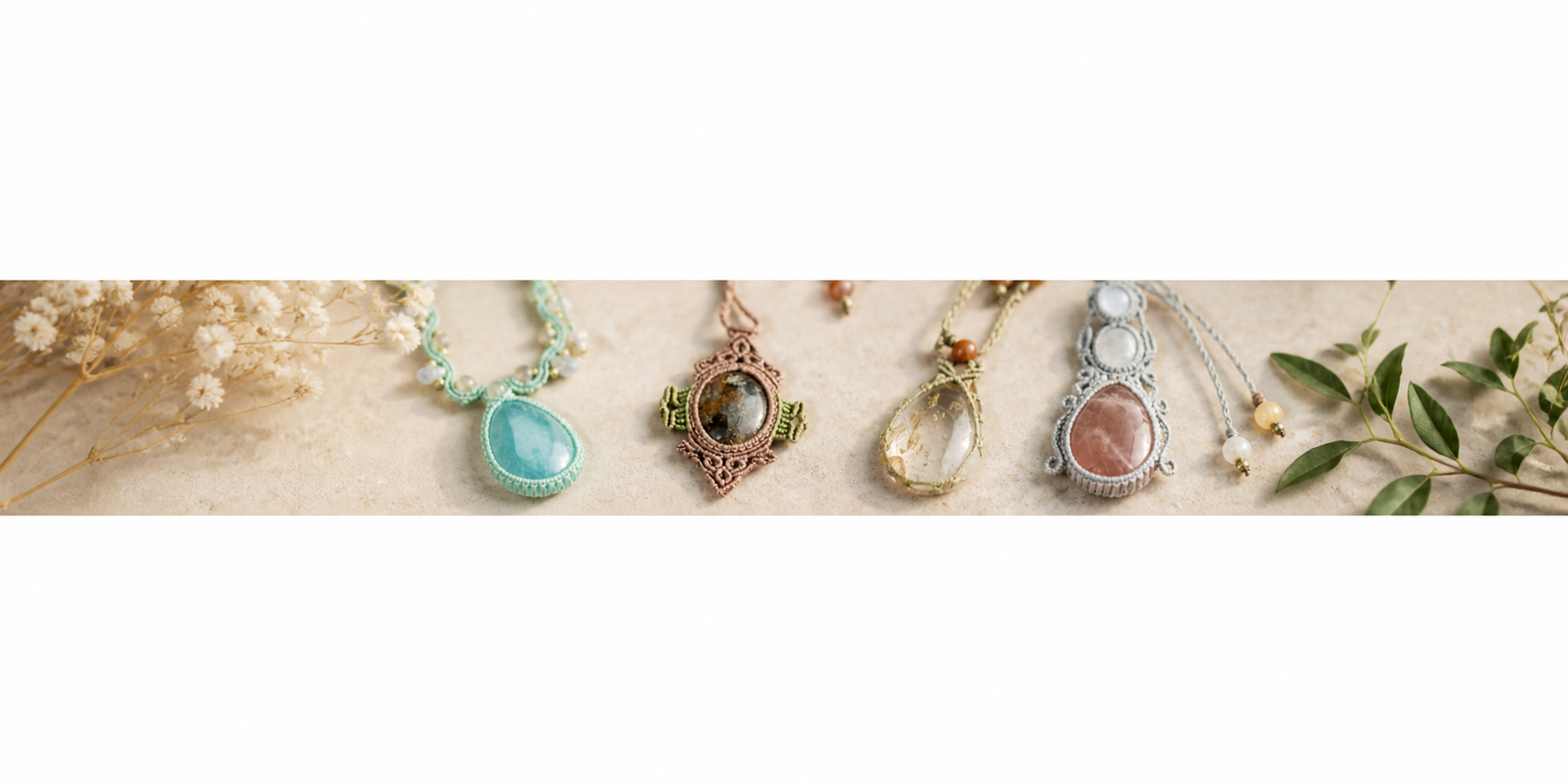 Handmade Macramé Crystal Jewelry Collection