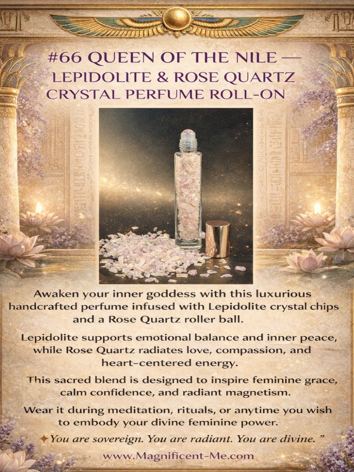 #66 Queen of the Nile — Lepidolite & Rose Quartz Crystal Perfume Roll-On