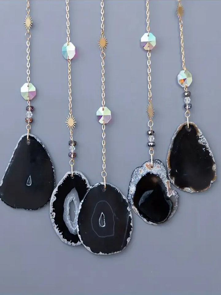 Black Obsidian & Black Agate Moon and Tree of Life Dreamcatcher