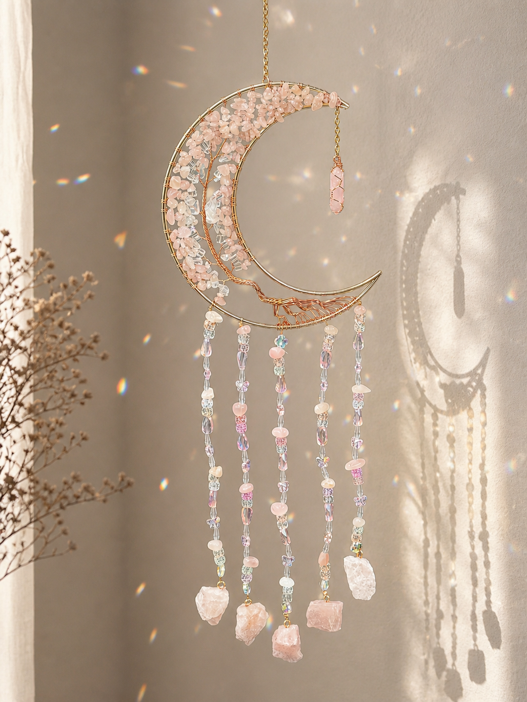Rose Quartz Moon Sun Catcher