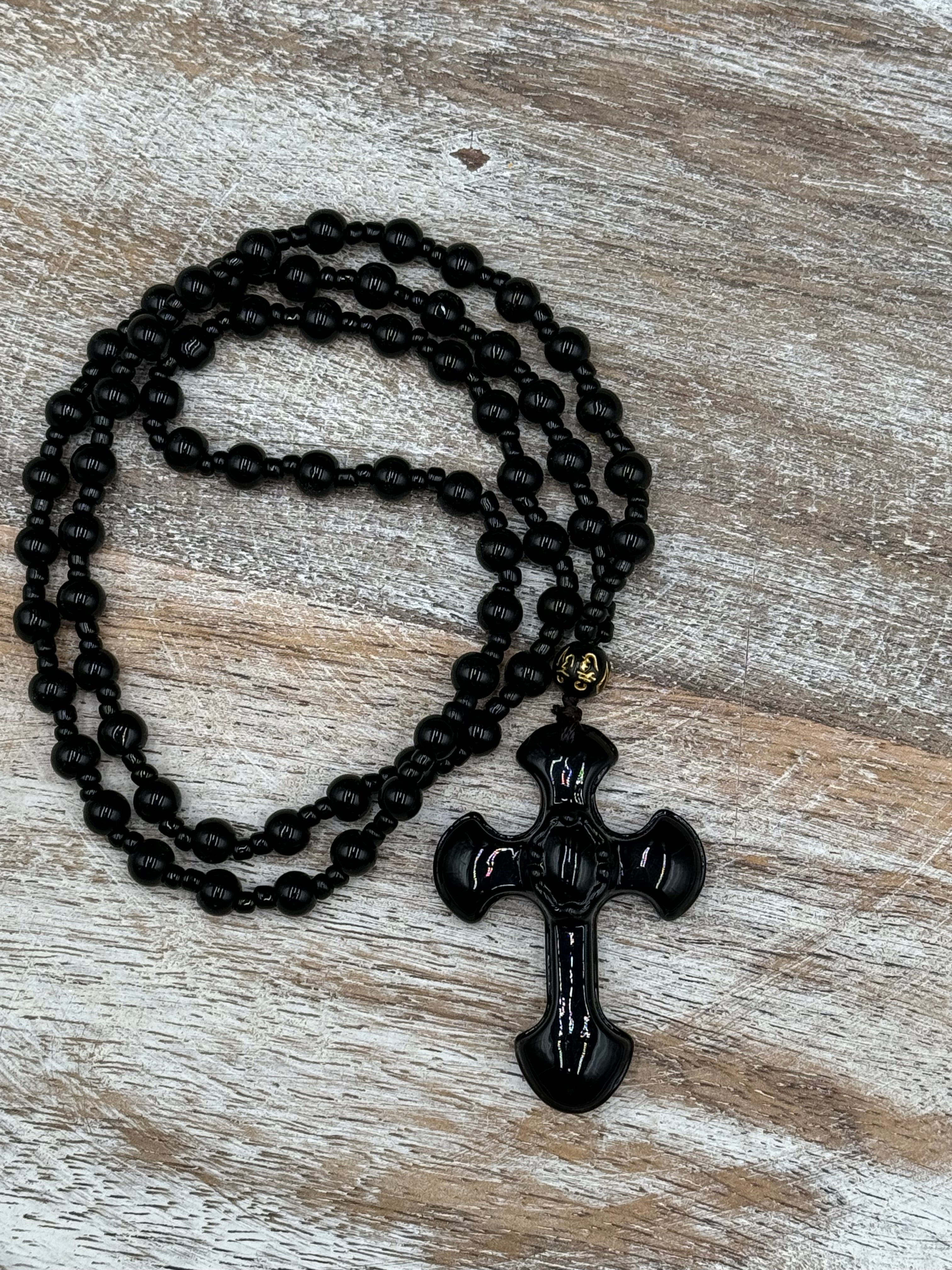 Faith and Strength - Black Obsidian Cross Necklace – Magnificent Me