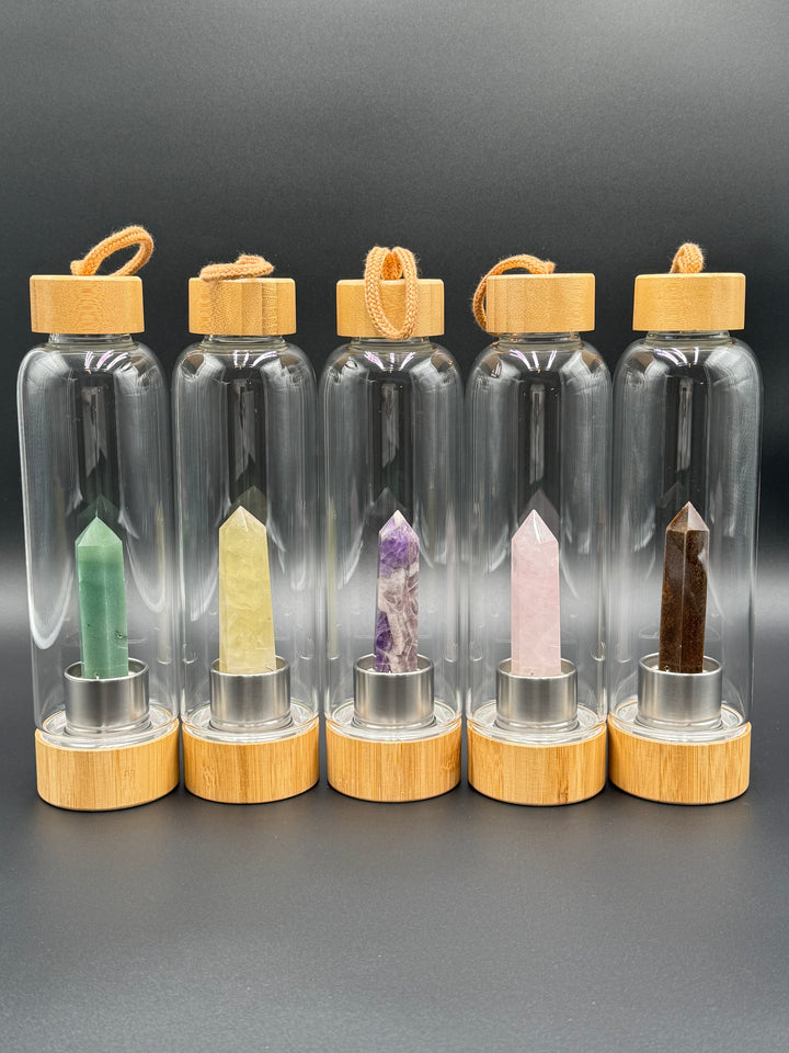 Crystal Infusion Glass & Bamboo Water Bottle