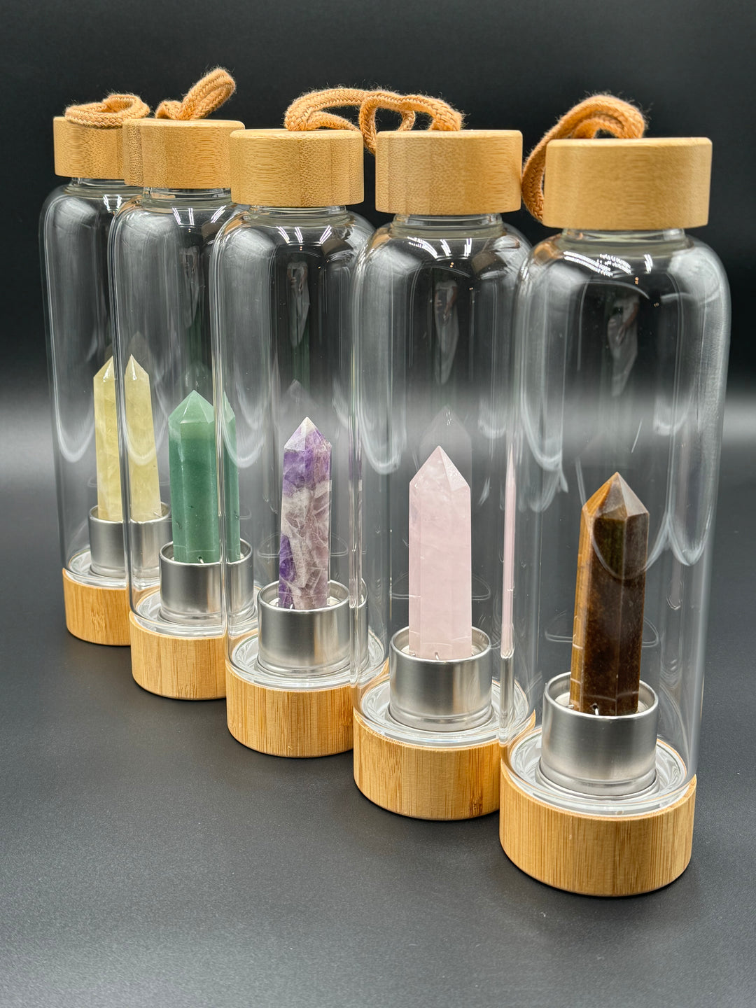 Crystal Infusion Glass & Bamboo Water Bottle