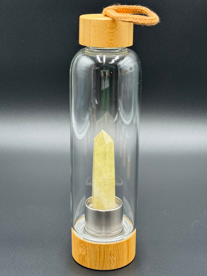 Crystal Infusion Glass & Bamboo Water Bottle