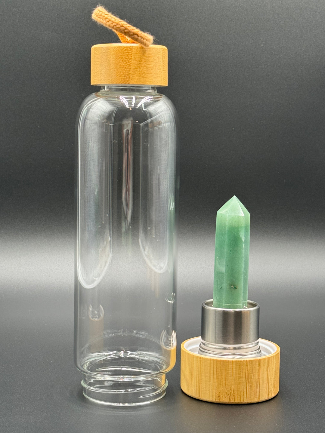 Crystal Infusion Glass & Bamboo Water Bottle
