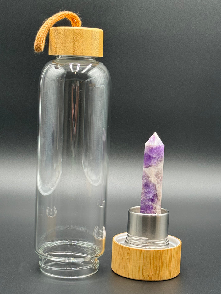 Crystal Infusion Glass & Bamboo Water Bottle