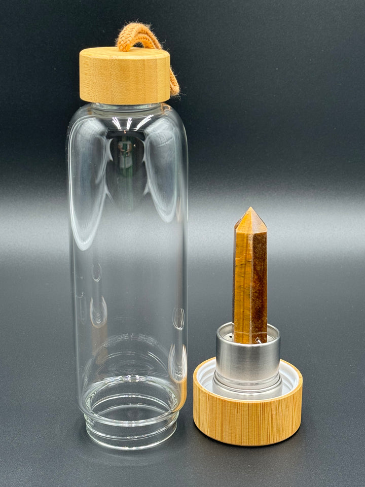 Crystal Infusion Glass & Bamboo Water Bottle