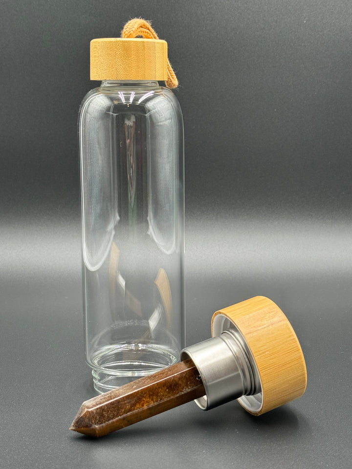 Crystal Infusion Glass & Bamboo Water Bottle
