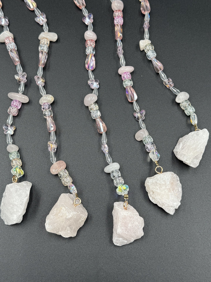 Rose Quartz Moon Dream Catcher / Sun Catcher