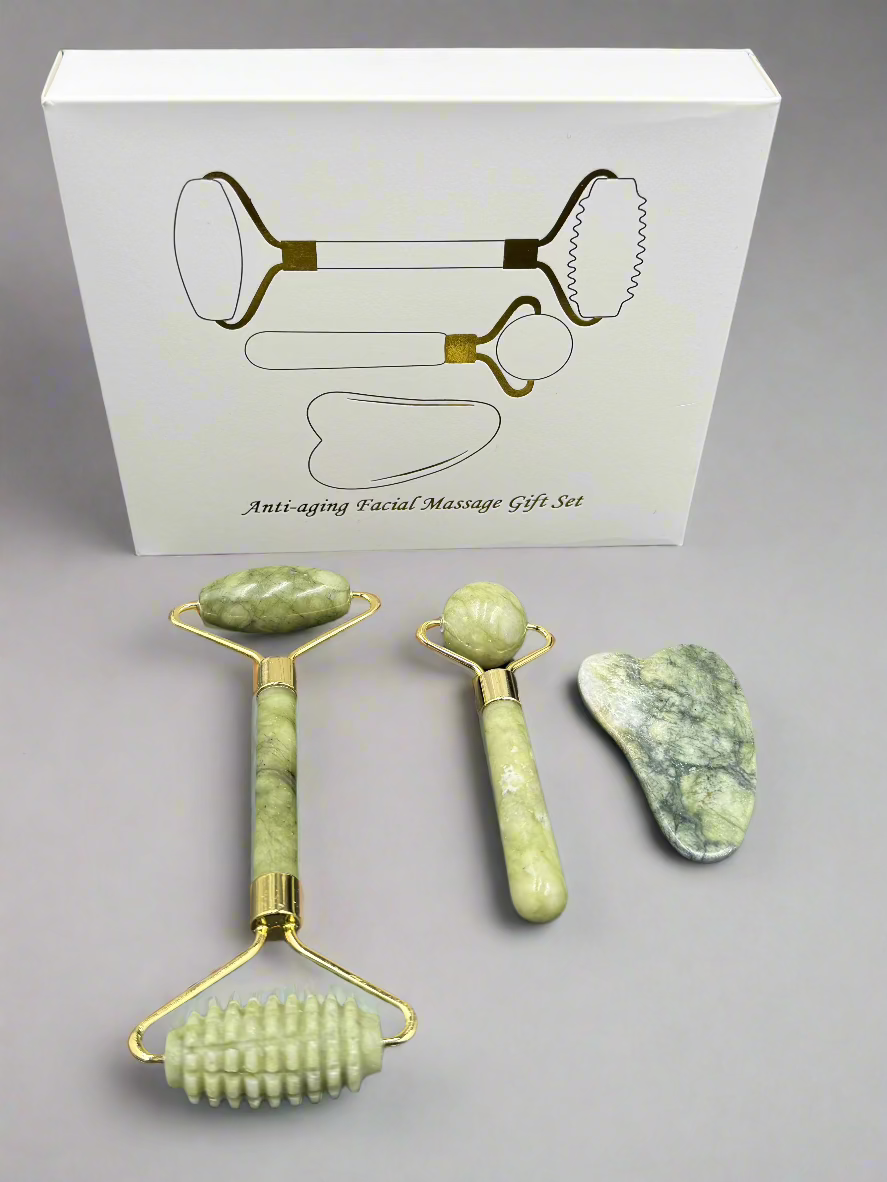Jade Radiance 3-Piece Gua Sha Facial Massager Gift Set