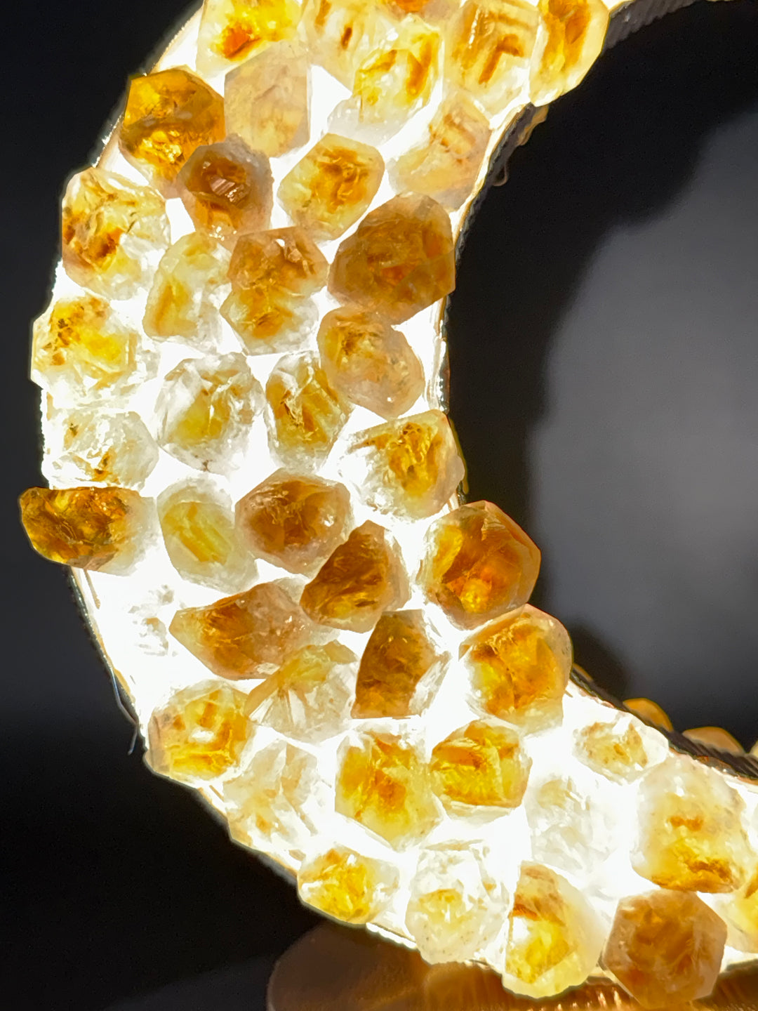 Celestial Glow Natural Citrine Crescent Moon Night Light
