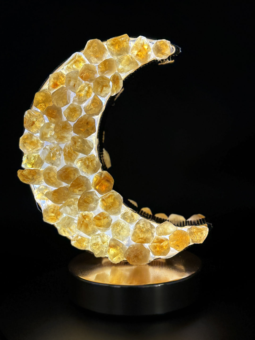 Celestial Glow Natural Citrine Crescent Moon Night Light