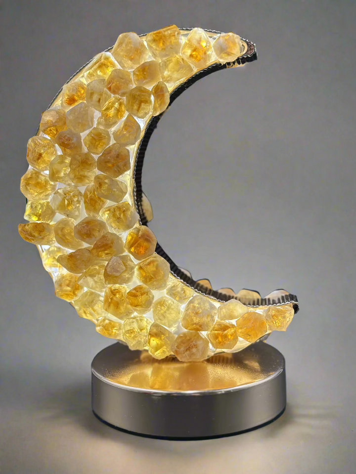 Celestial Glow Natural Citrine Crescent Moon Night Light