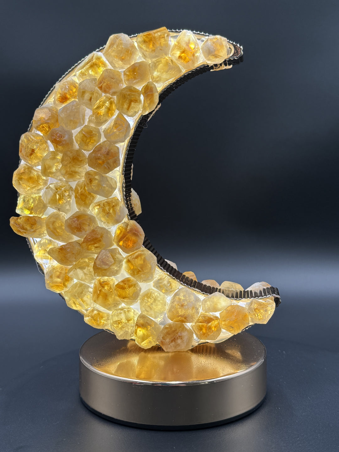 Celestial Glow Natural Citrine Crescent Moon Night Light