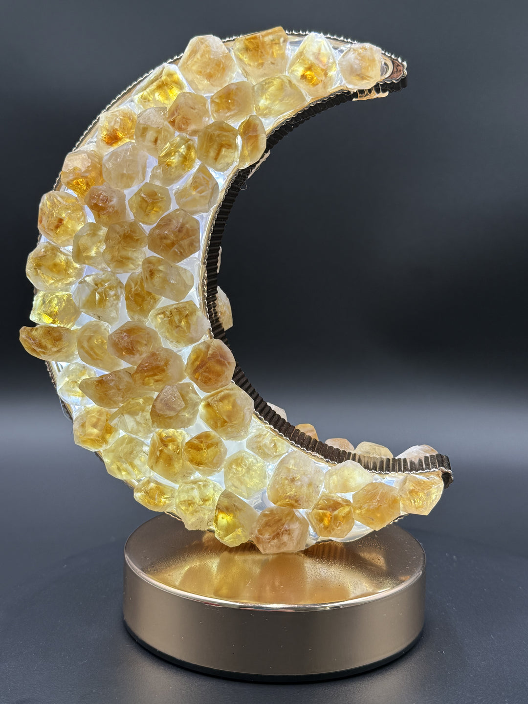 Celestial Glow Natural Citrine Crescent Moon Night Light