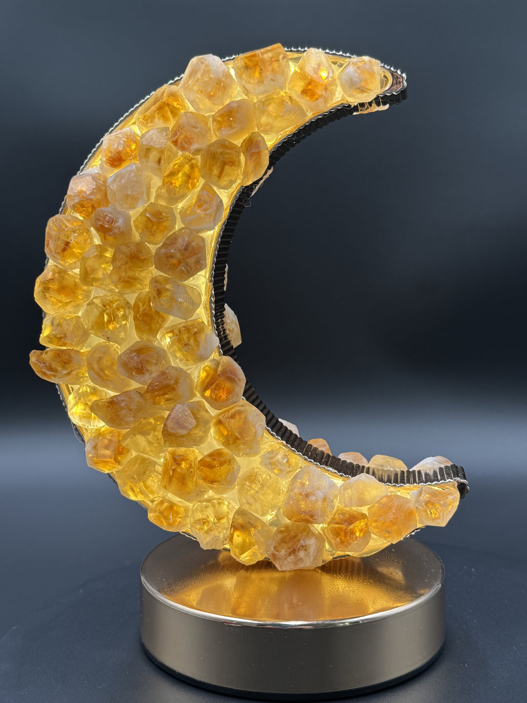 Celestial Glow Natural Citrine Crescent Moon Night Light