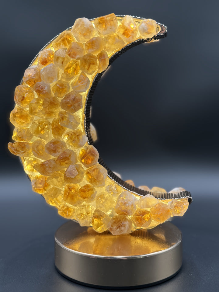 Celestial Glow Natural Citrine Crescent Moon Night Light