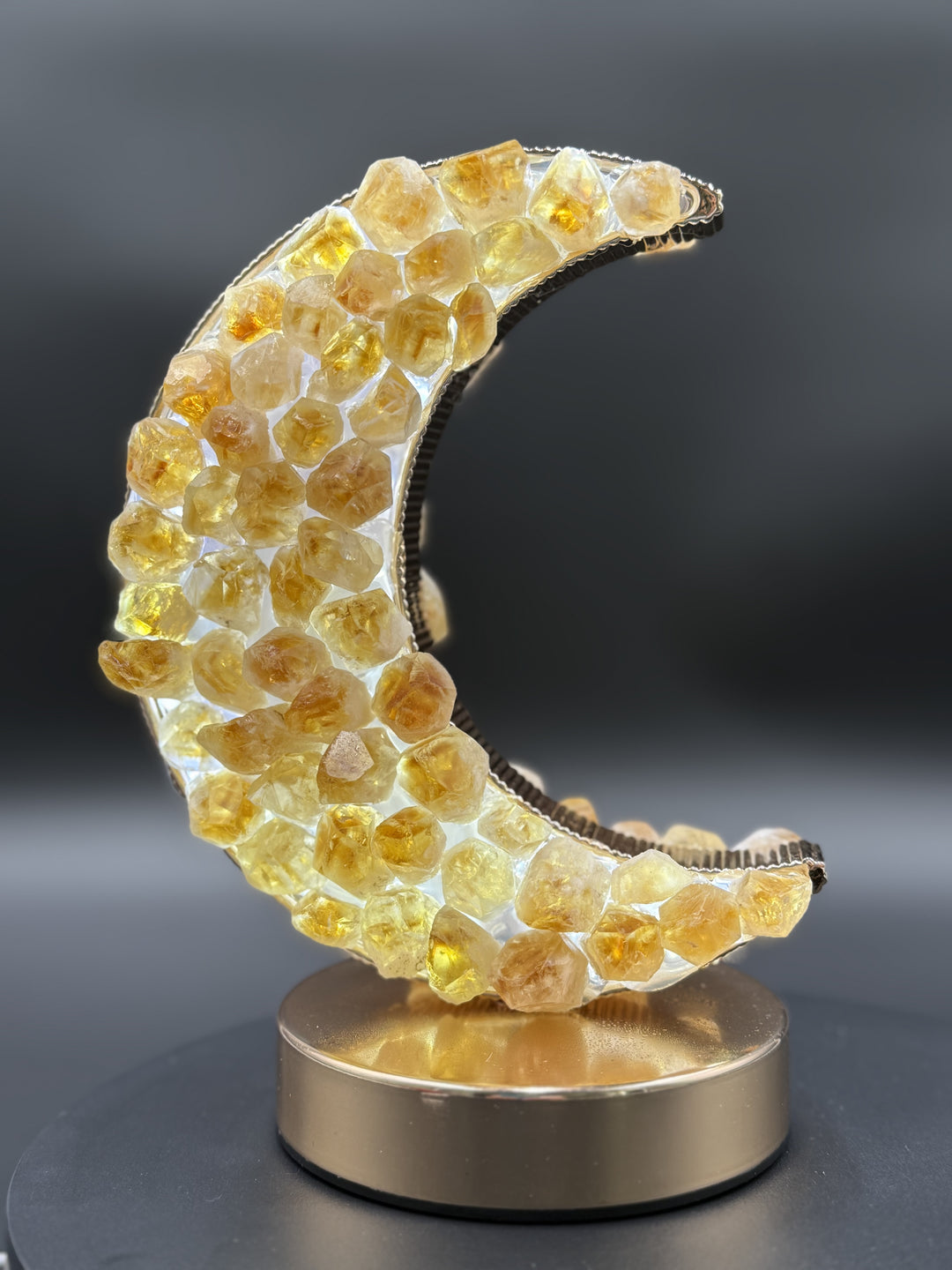 Celestial Glow Natural Citrine Crescent Moon Night Light