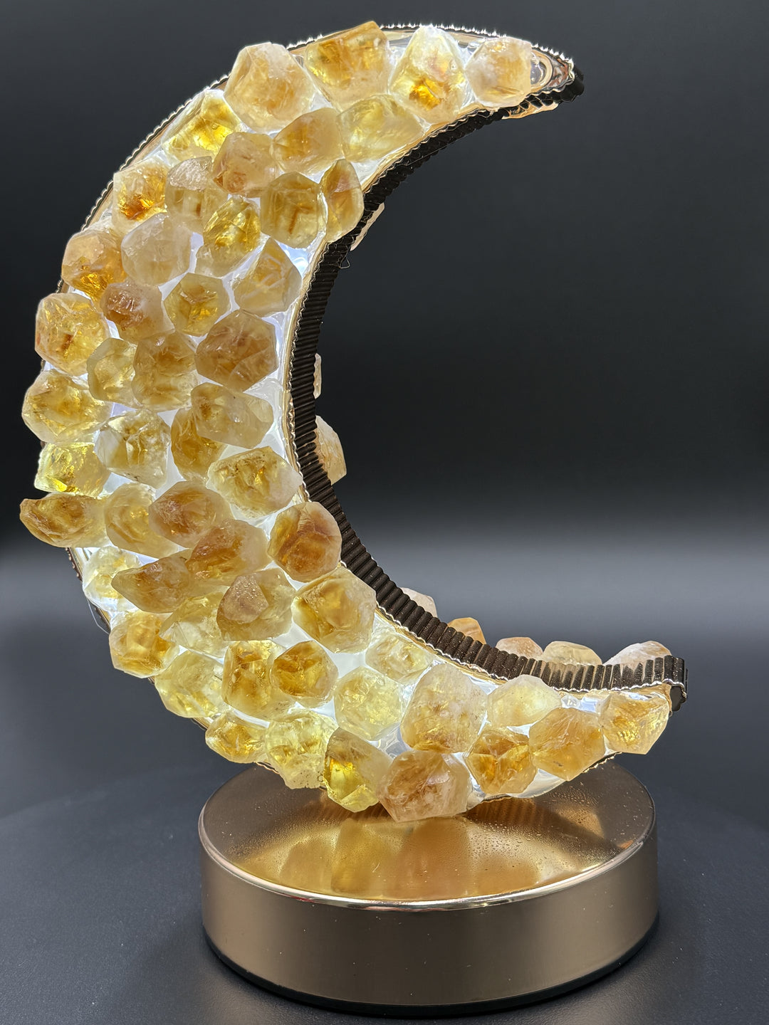 Celestial Glow Natural Citrine Crescent Moon Night Light