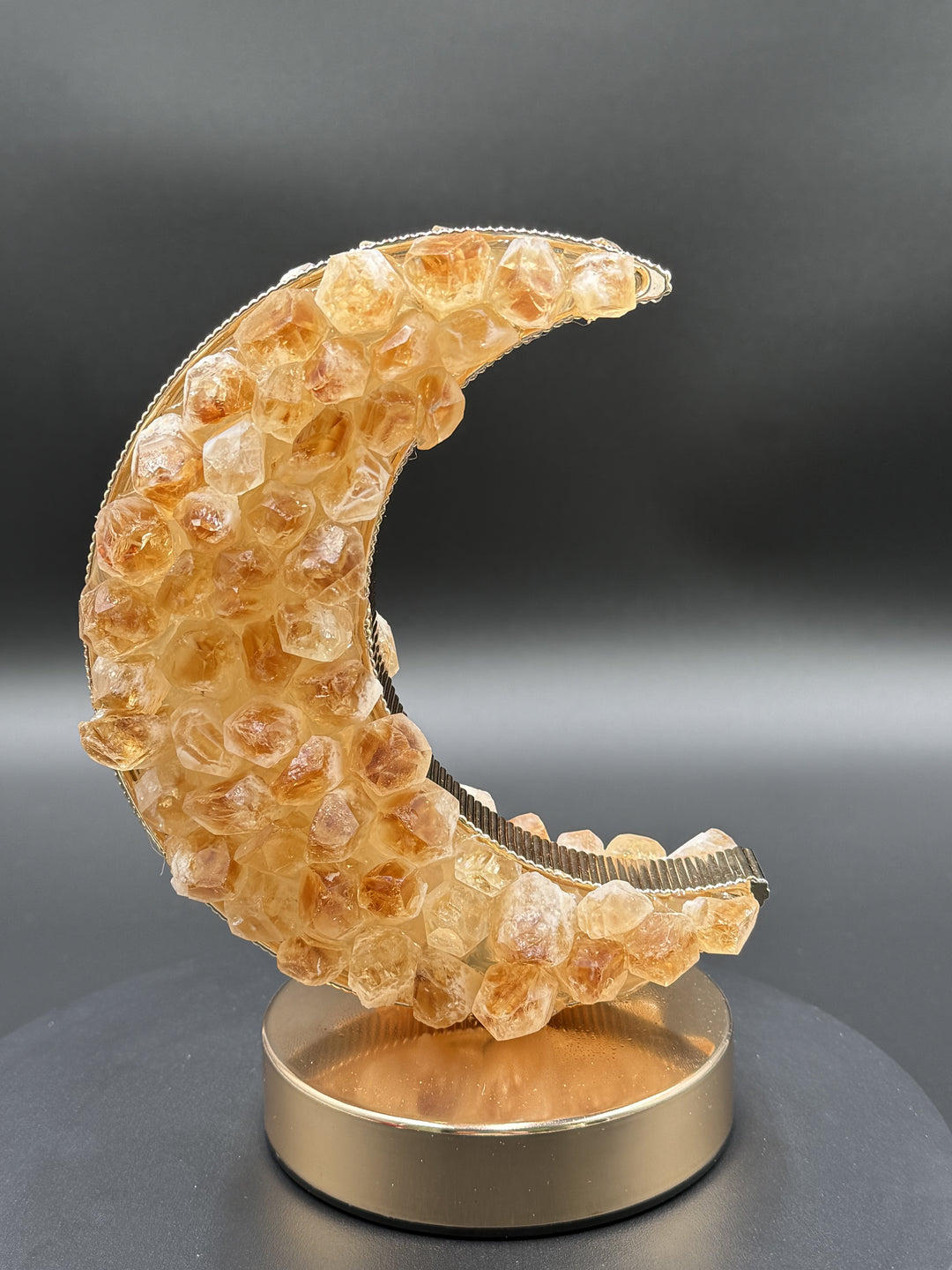 Celestial Glow Natural Citrine Crescent Moon Night Light