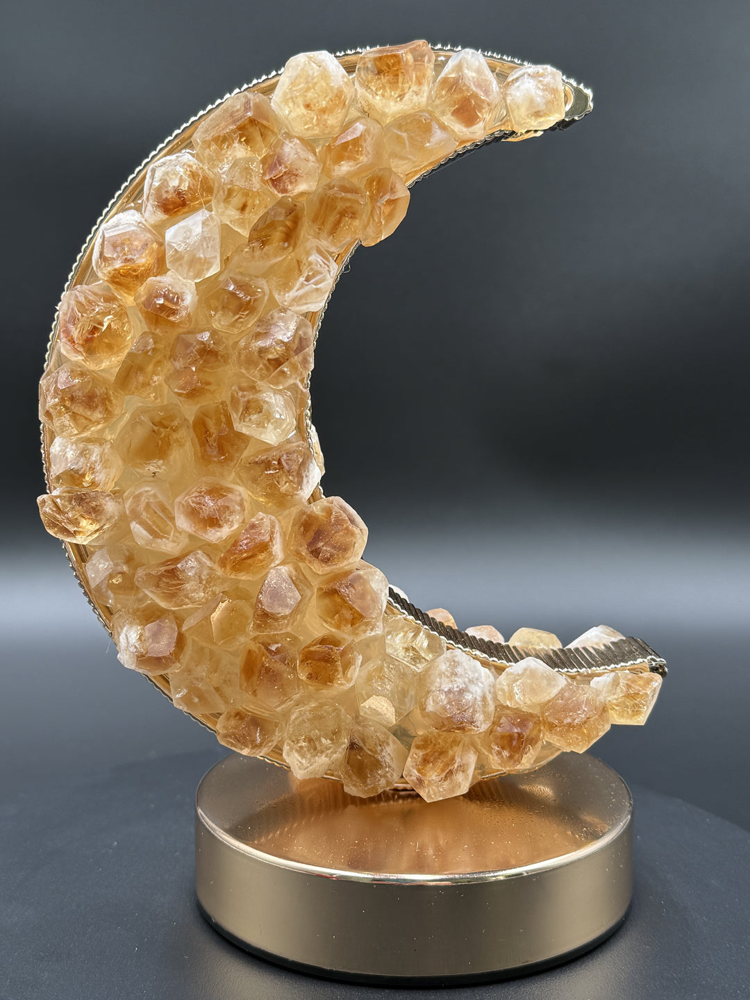 Celestial Glow Natural Citrine Crescent Moon Night Light