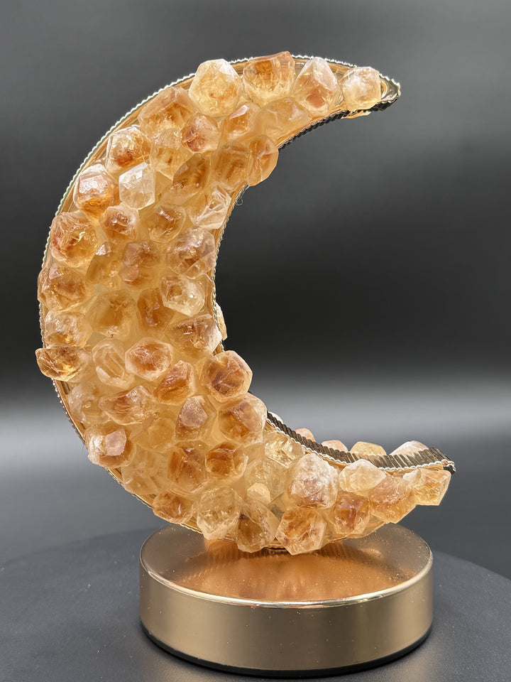 Celestial Glow Natural Citrine Crescent Moon Night Light