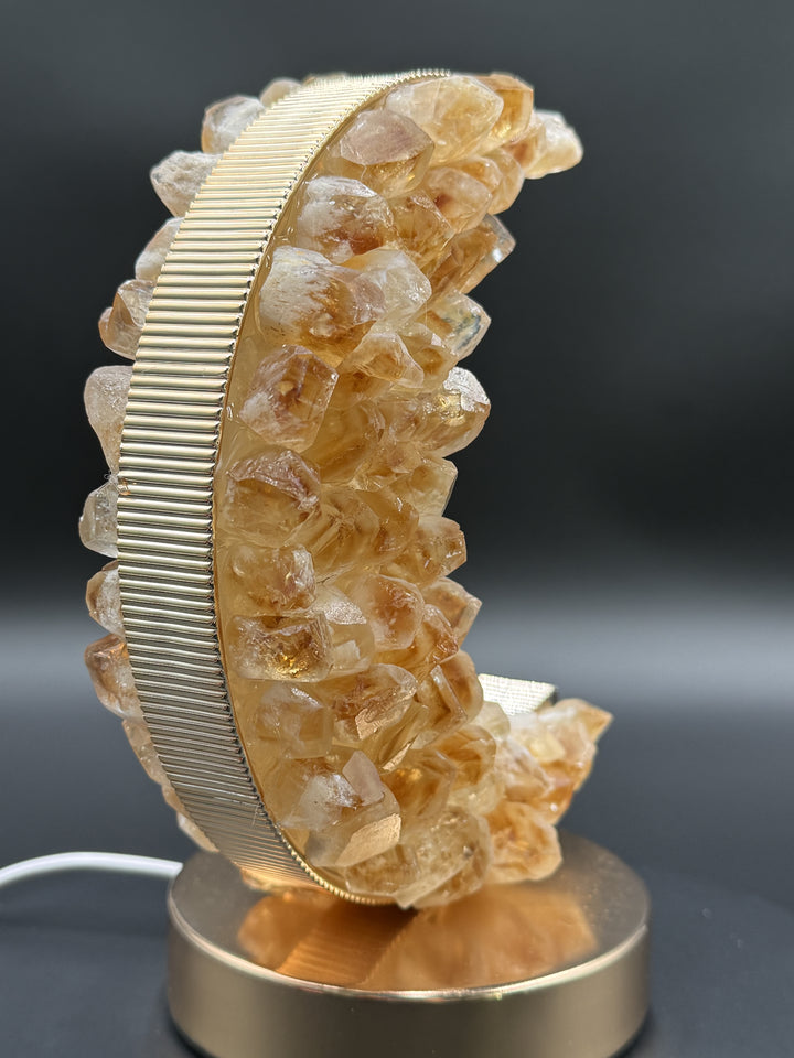Celestial Glow Natural Citrine Crescent Moon Night Light
