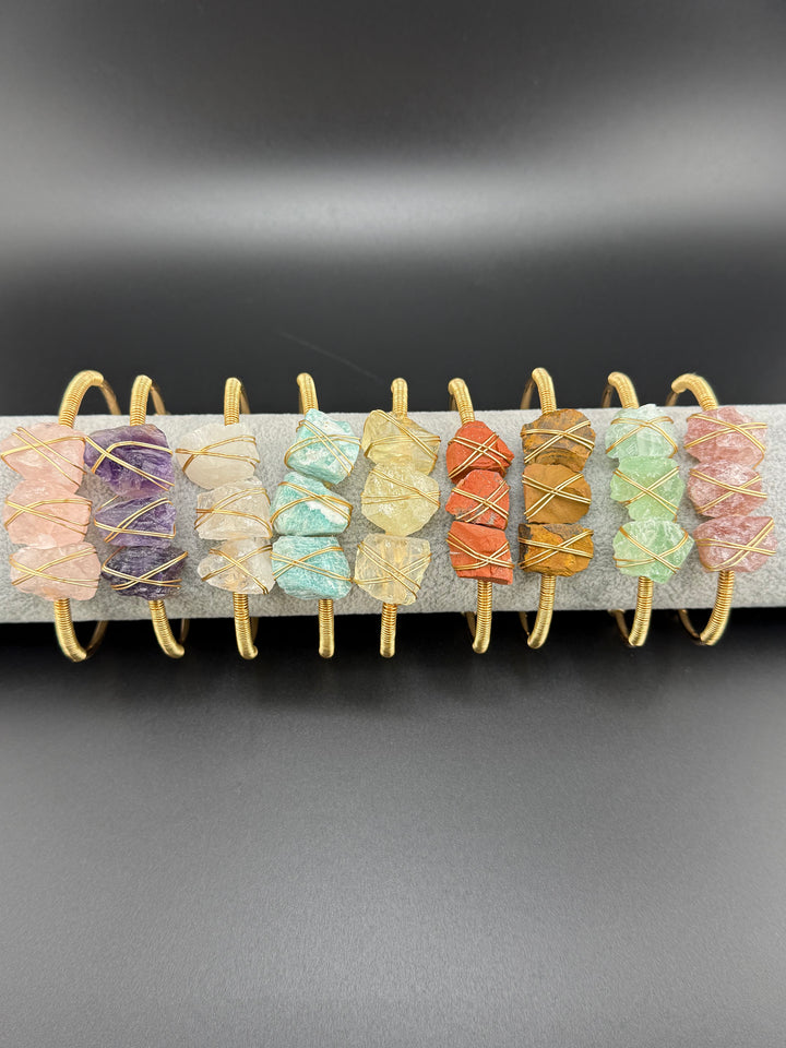 Natural Raw Crystals Cuff Bracelet