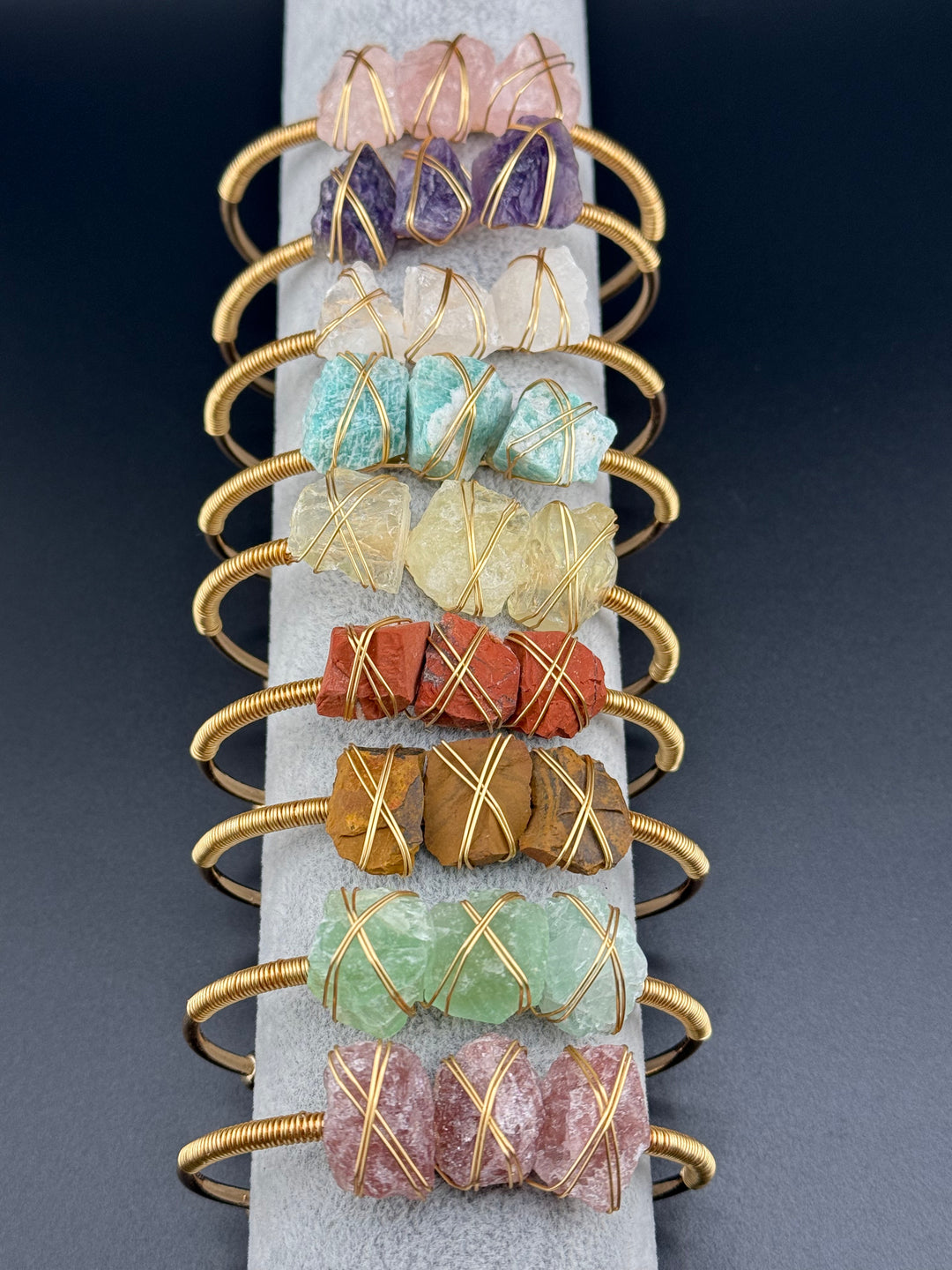 Natural Raw Crystals Cuff Bracelet