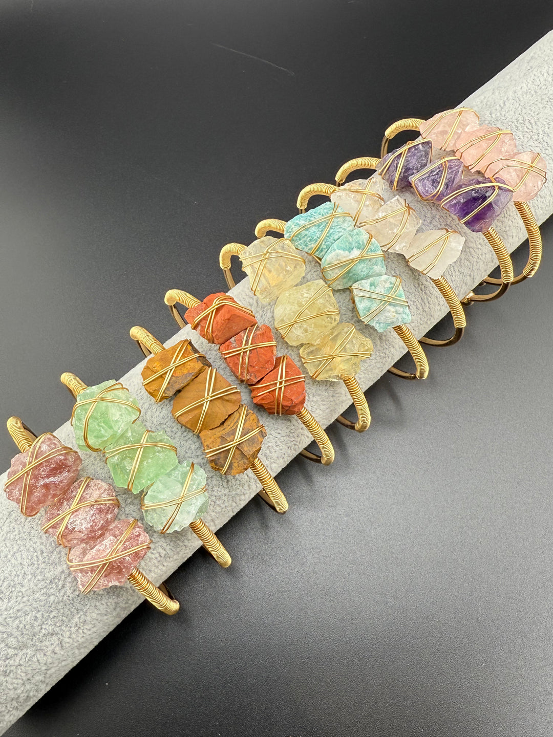 Natural Raw Crystals Cuff Bracelet