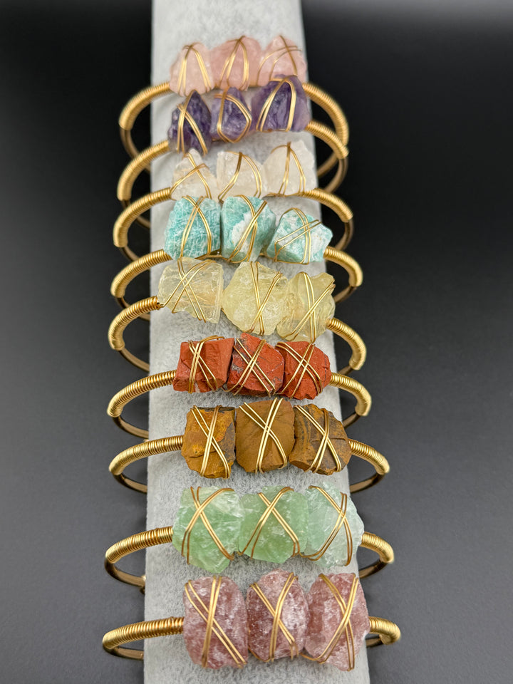 Natural Raw Crystals Cuff Bracelet