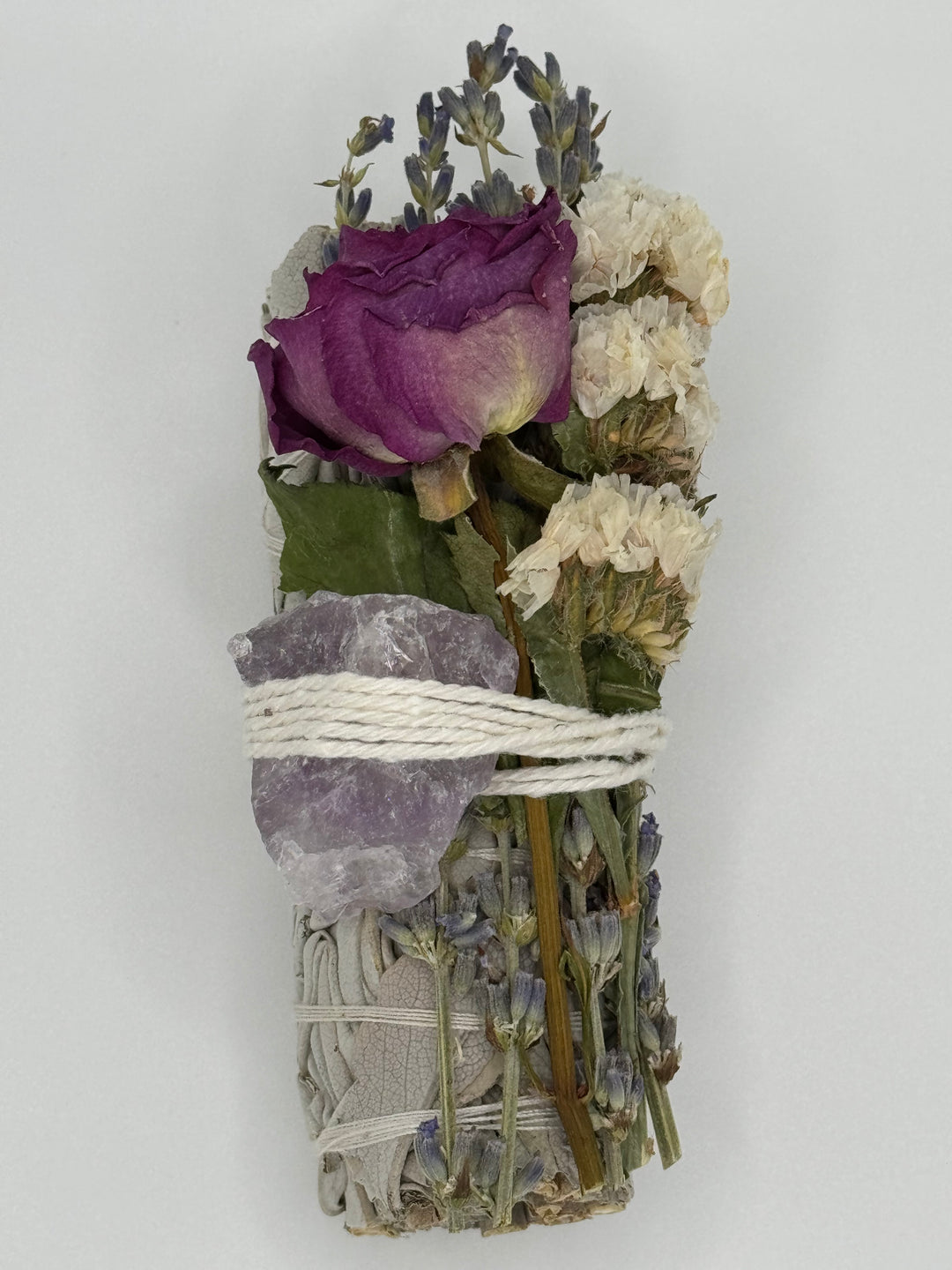 Exquisite Sage Sticks with Roses and Crystals (Set of 8 Sticks)