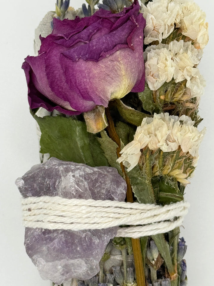 Exquisite Sage Sticks with Roses and Crystals (Set of 8 Sticks)