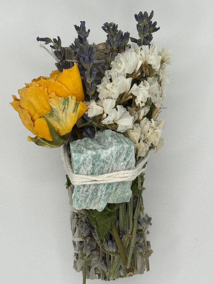 Exquisite Sage Sticks with Roses and Crystals (Set of 8 Sticks)