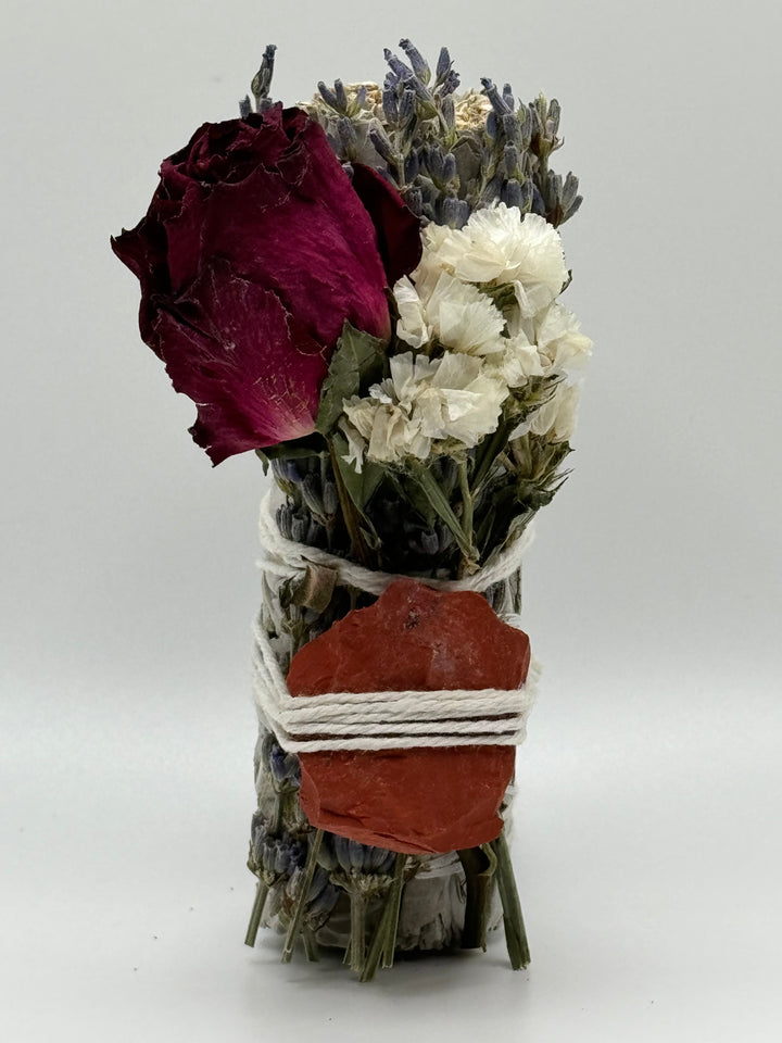 Exquisite Sage Sticks with Roses and Crystals (Set of 8 Sticks)