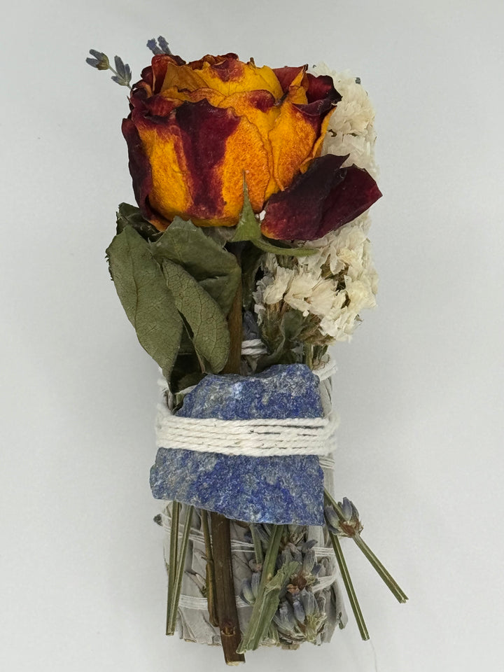 Exquisite Sage Sticks with Roses and Crystals (Set of 8 Sticks)