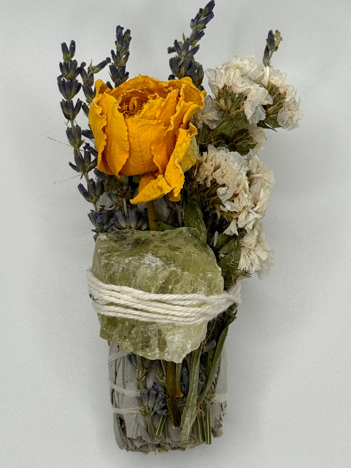 Exquisite Sage Sticks with Roses and Crystals (Set of 8 Sticks)
