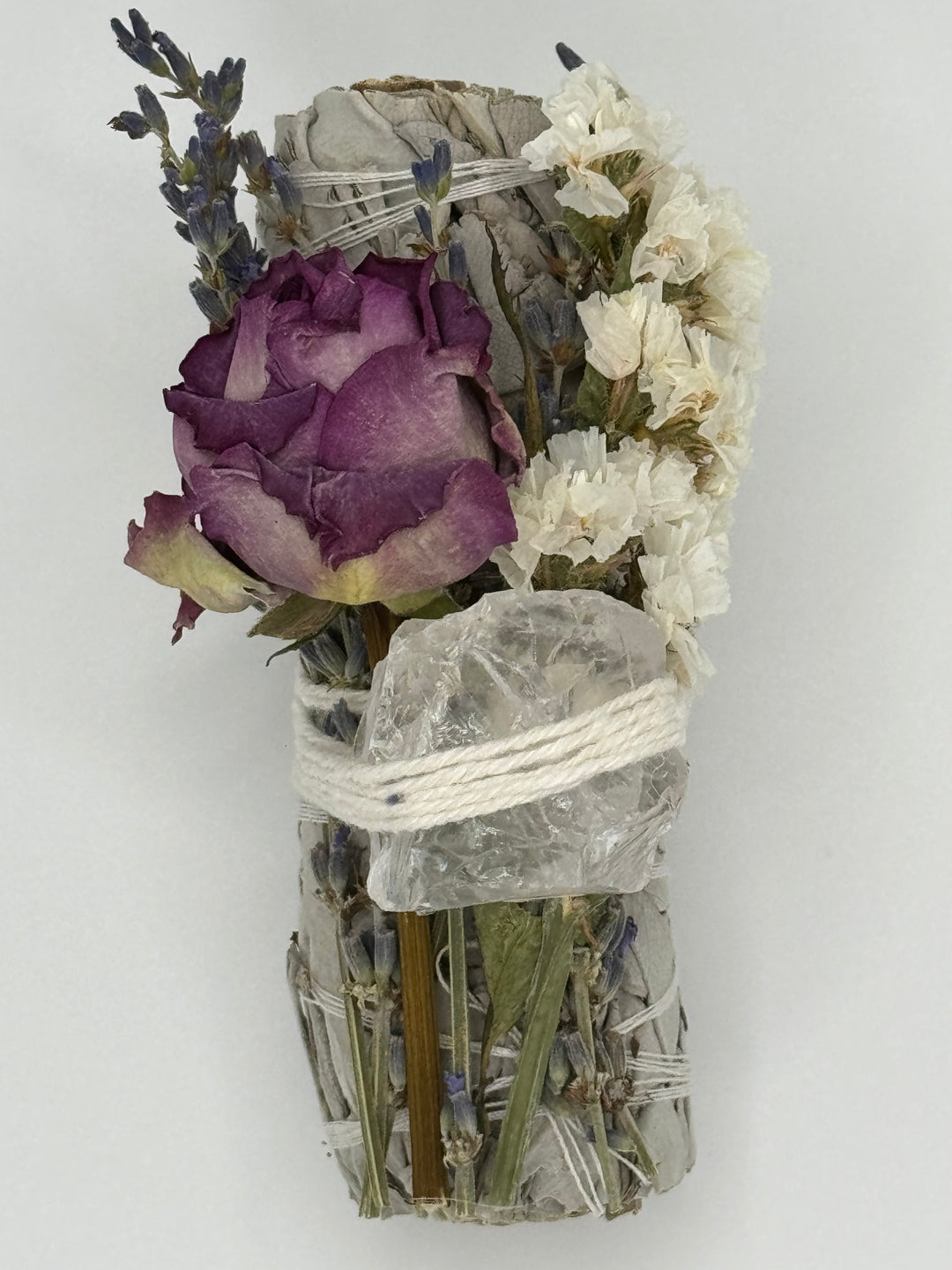 Exquisite Sage Sticks with Roses and Crystals (Set of 8 Sticks)