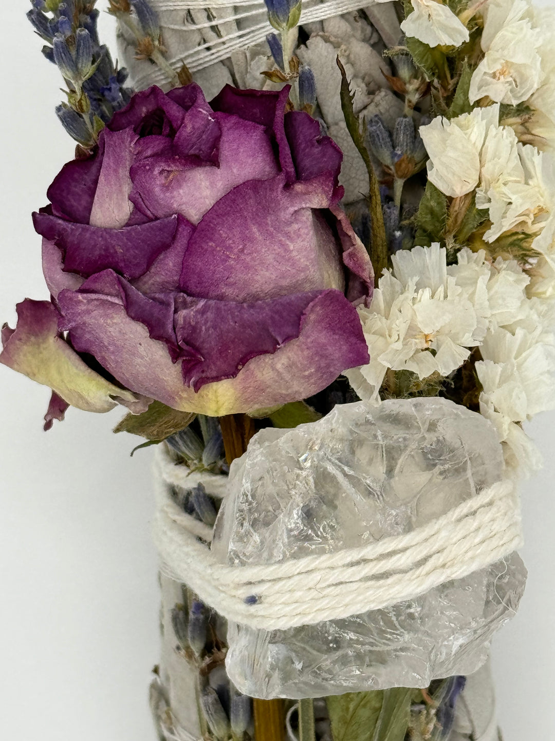 Exquisite Sage Sticks with Roses and Crystals (Set of 8 Sticks)