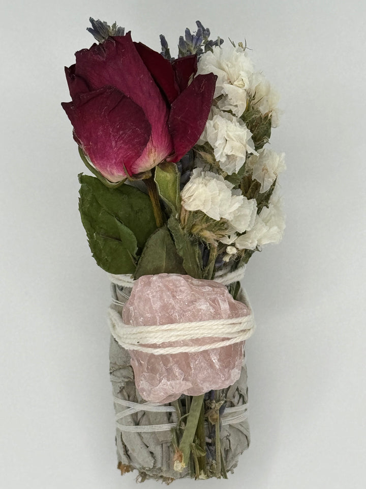 Exquisite Sage Sticks with Roses and Crystals (Set of 8 Sticks)