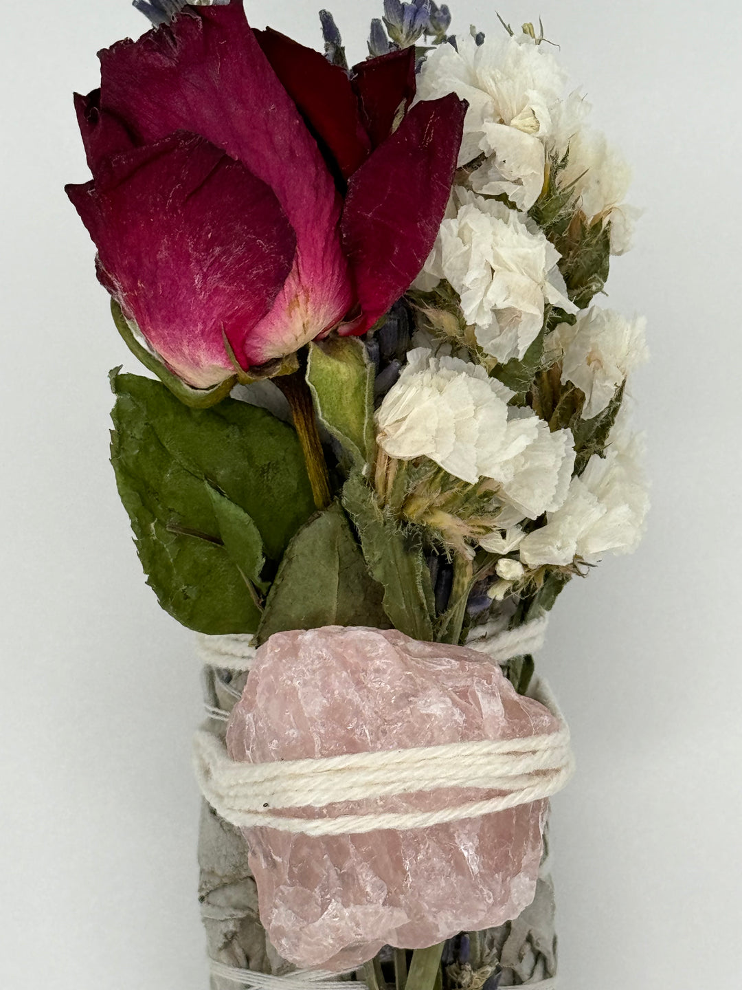 Exquisite Sage Sticks with Roses and Crystals (Set of 8 Sticks)