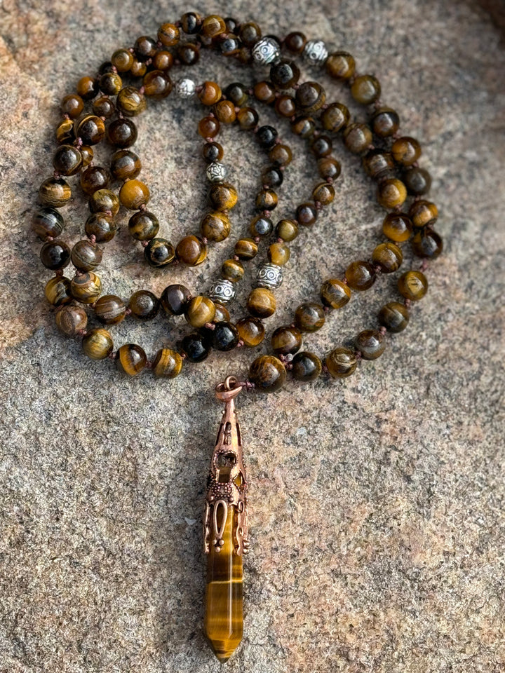 Divine Radiance 108 Bead Tiger Eye Mala/Necklace