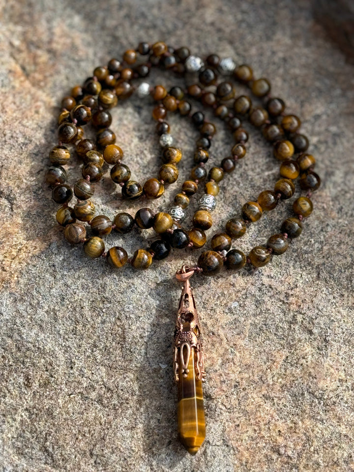 Divine Radiance 108 Bead Tiger Eye Mala/Necklace