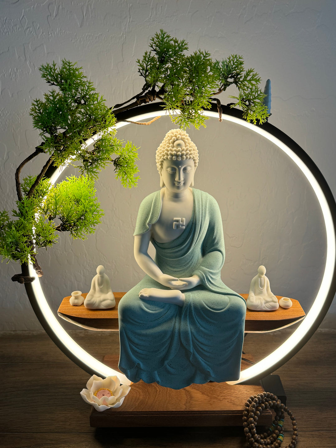 bonsai tree incense burner Buddha Statue Ceramic Waterfall Incense Burner with LED Light – Magnificent Me