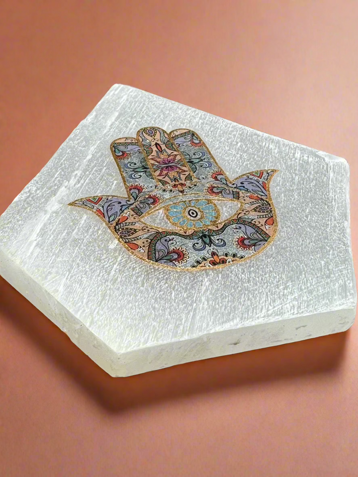 Selenite Serenity - Hamsa Hand of Protection Plus a Free Stand