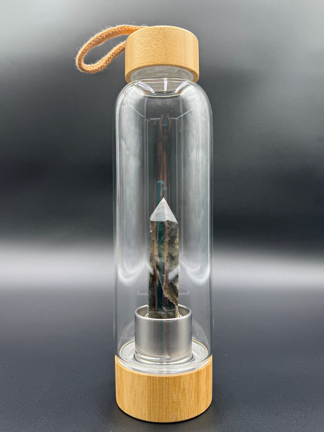 Crystal Infusion Glass & Bamboo Water Bottle