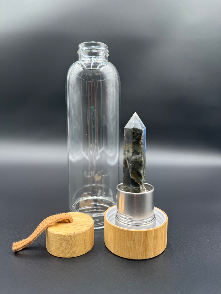 Crystal Infusion Glass & Bamboo Water Bottle