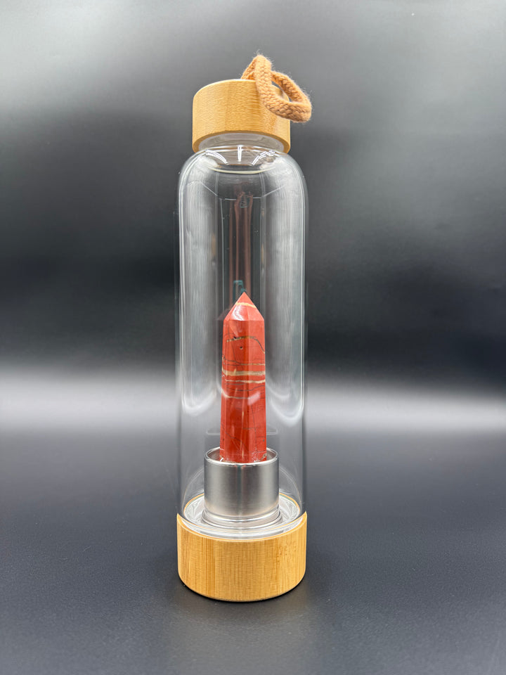 Crystal Infusion Glass & Bamboo Water Bottle
