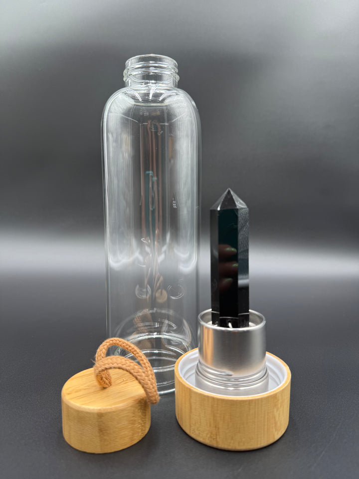 Crystal Infusion Glass & Bamboo Water Bottle