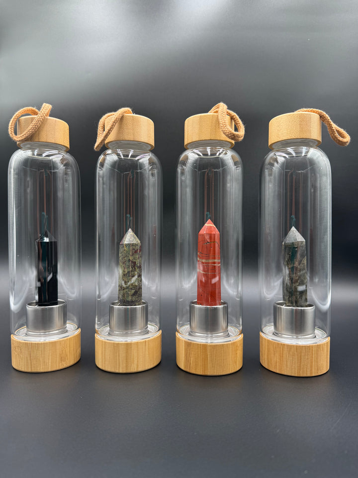 Crystal Infusion Glass & Bamboo Water Bottle